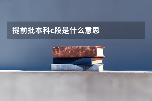 提前批本科c段是什么意思